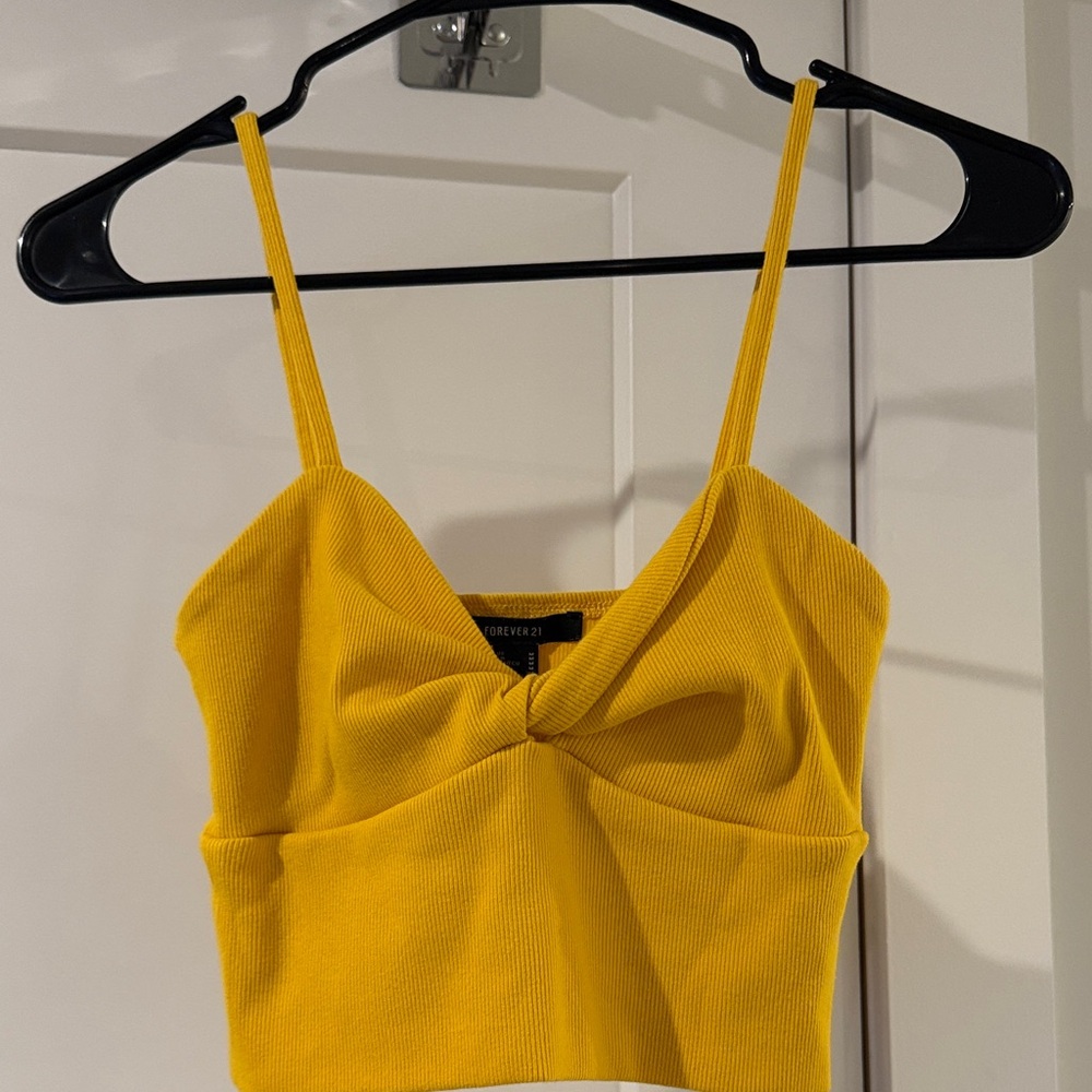 Forever 21 Mustard Yellow Twist-Front Ribbed Cami